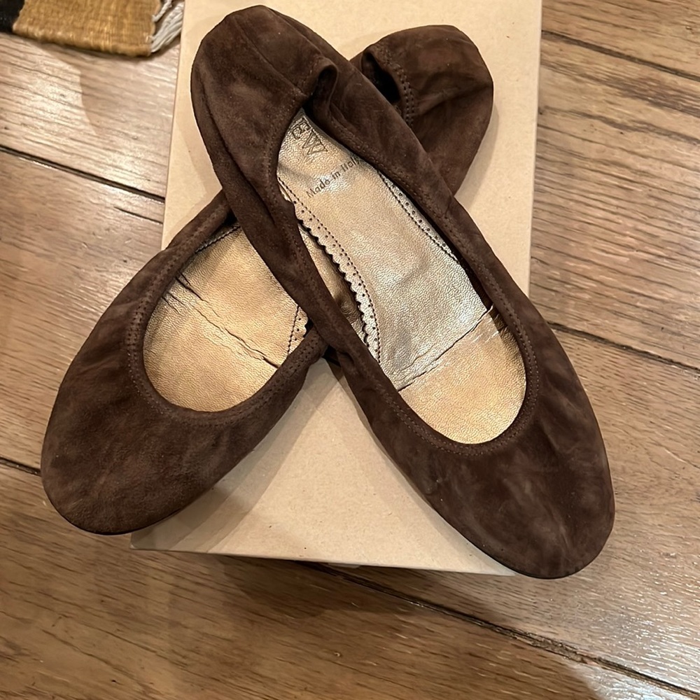 J. Crew Marsala Dark Chocolate Suede Ballet Flats Size 9